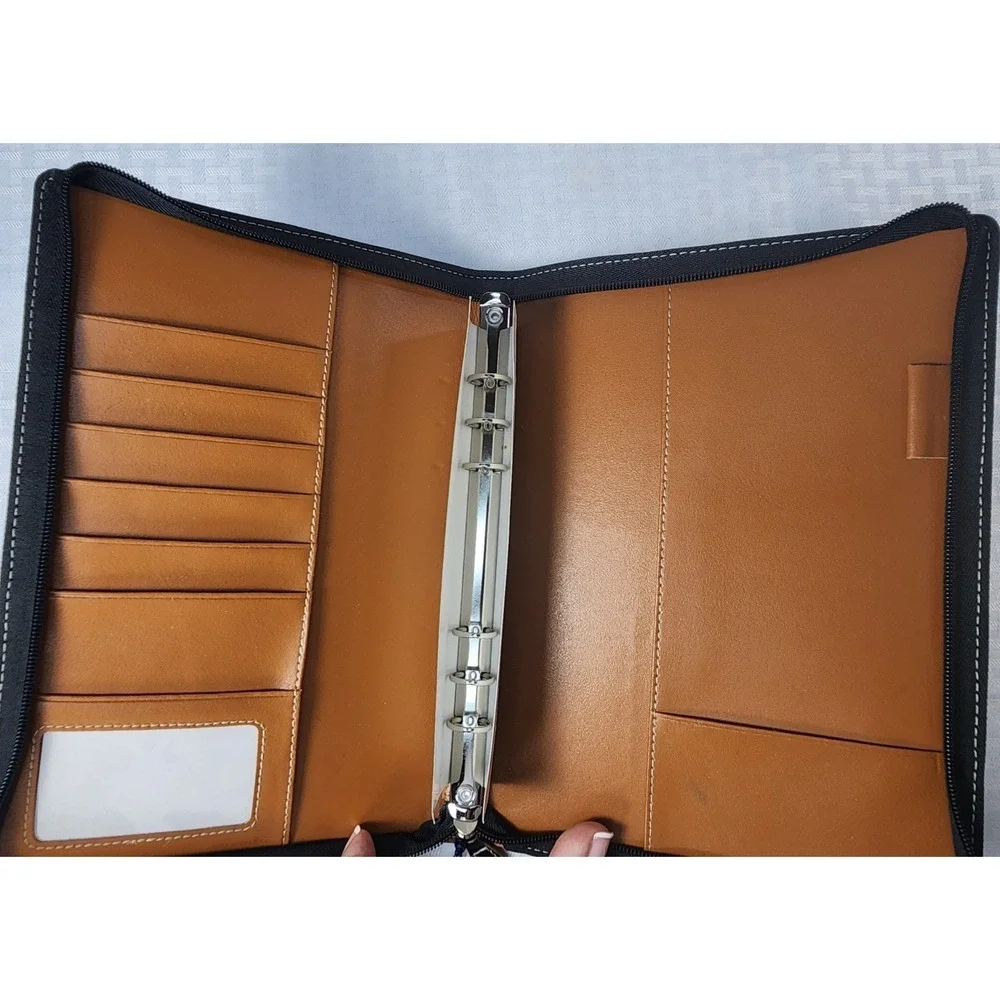 Baekgaard Rare Black Leather Zip Around Organizer Agenda Portfolio 10